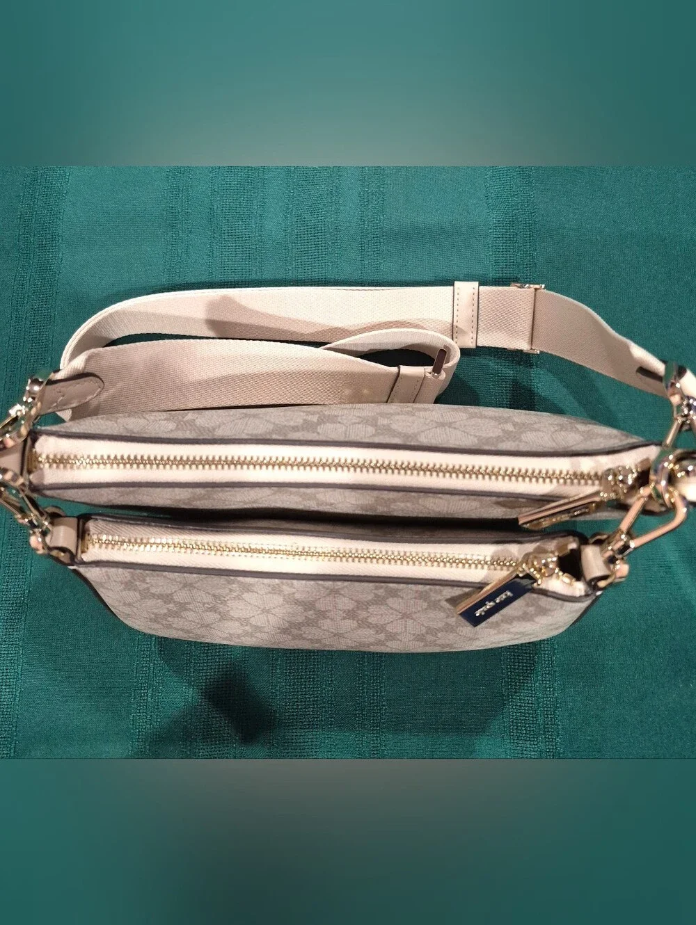 KATE SPADE 2 in 1 CREAM FLORAL PEBBLE SOFT LEATHER CROSSBODY/SHOULDER BAG.